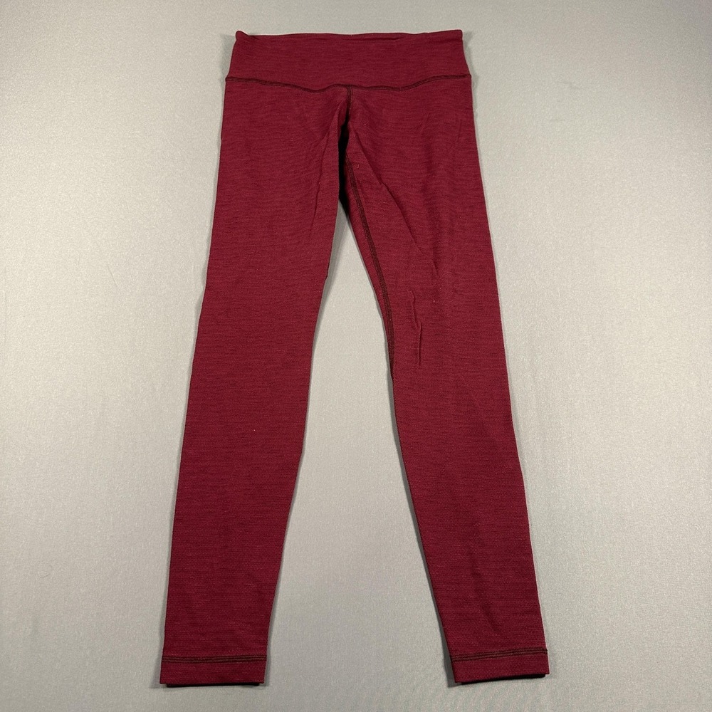 Lululemon Leggings Womens 8 Red High Rise Ankle Yoga Athletic Stretch Gym - Picture 2 of 9